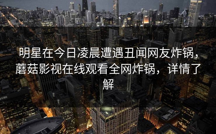 明星在今日凌晨遭遇丑闻网友炸锅,蘑菇影视在线观看全网炸锅,详情了解 明星在今日凌晨遭遇丑闻网友炸锅,蘑菇影视在线观看全网炸锅,详情了解