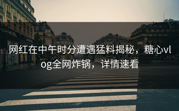 网红在中午时分遭遇猛料揭秘，糖心vlog全网炸锅，详情速看