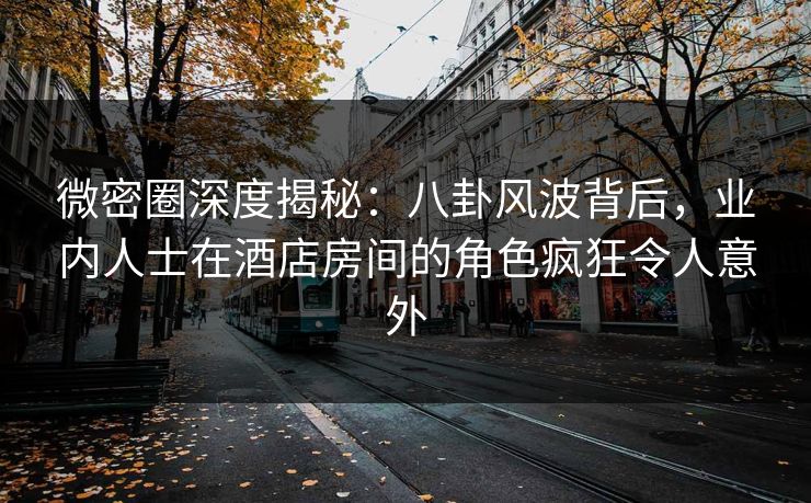 微密圈深度揭秘：八卦风波背后，业内人士在酒店房间的角色疯狂令人意外