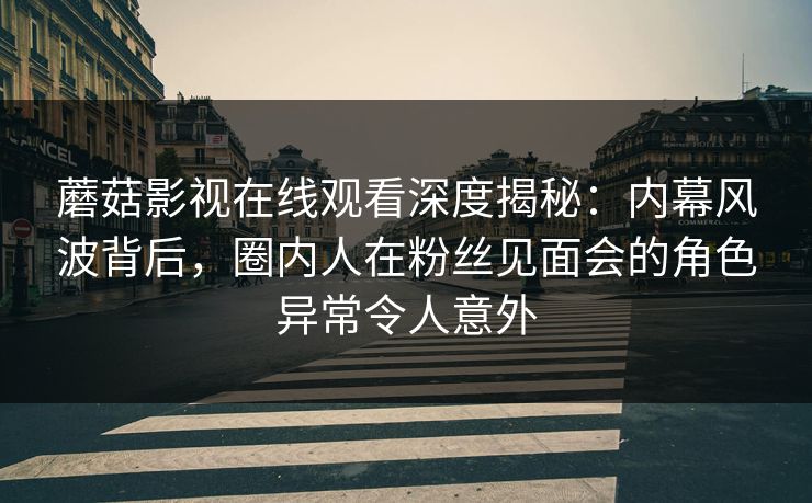 蘑菇影视在线观看深度揭秘:内幕风波背后,圈内人在粉丝见面会的角色异常令人意外 蘑菇影视在线观看深度揭秘:内幕风波背后,圈内人在粉丝见面会的角色异常令人意外