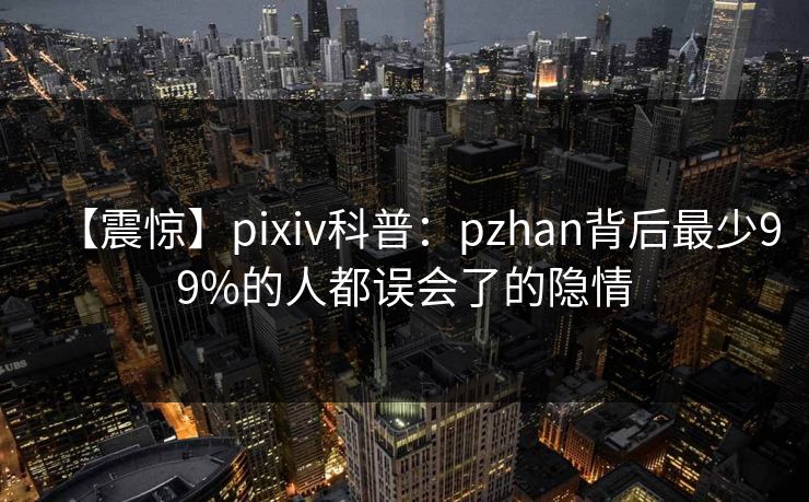 【震惊】pixiv科普：pzhan背后最少99%的人都误会了的隐情