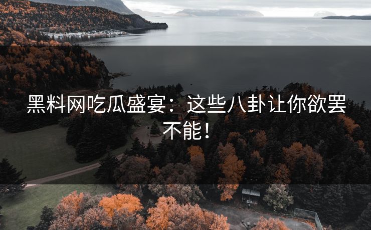 黑料网吃瓜盛宴：这些八卦让你欲罢不能！