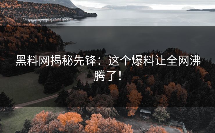 黑料网揭秘先锋：这个爆料让全网沸腾了！