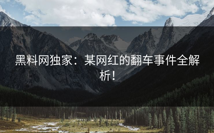 黑料网独家：某网红的翻车事件全解析！