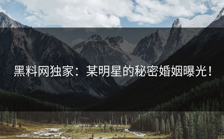 黑料网独家：某明星的秘密婚姻曝光！