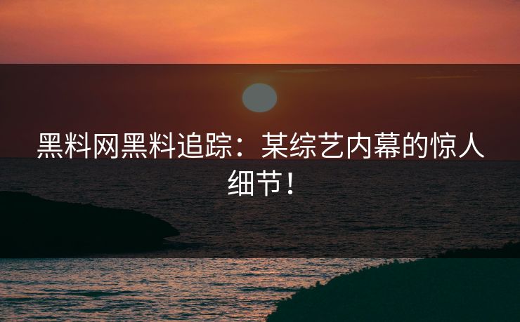 黑料网黑料追踪：某综艺内幕的惊人细节！