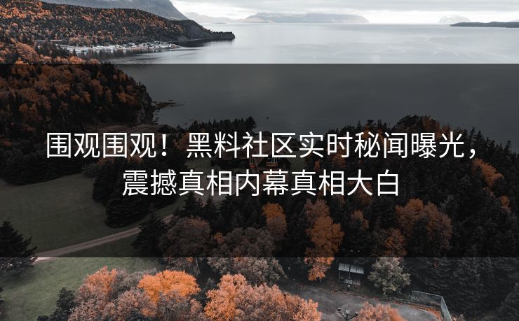围观围观！黑料社区实时秘闻曝光，震撼真相内幕真相大白