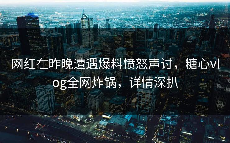 网红在昨晚遭遇爆料愤怒声讨，糖心vlog全网炸锅，详情深扒