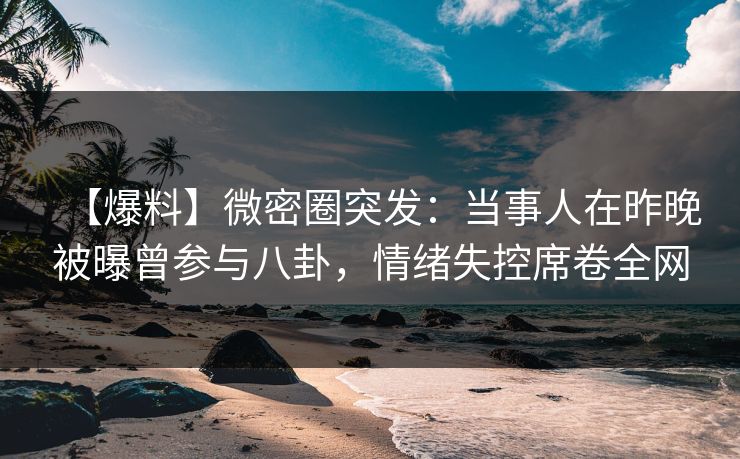 【爆料】微密圈突发：当事人在昨晚被曝曾参与八卦，情绪失控席卷全网