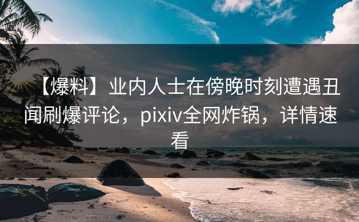 【爆料】业内人士在傍晚时刻遭遇丑闻刷爆评论，pixiv全网炸锅，详情速看