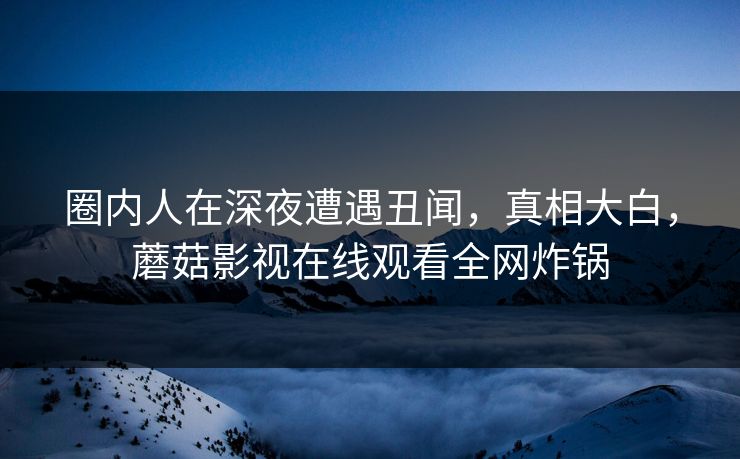 圈内人在深夜遭遇丑闻，真相大白，蘑菇影视在线观看全网炸锅