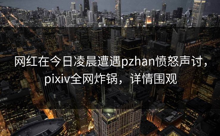 网红在今日凌晨遭遇pzhan愤怒声讨，pixiv全网炸锅，详情围观