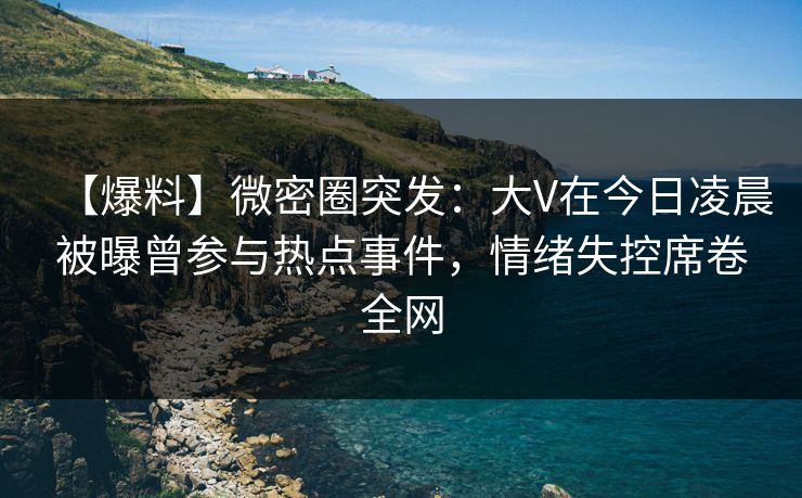 【爆料】微密圈突发：大V在今日凌晨被曝曾参与热点事件，情绪失控席卷全网