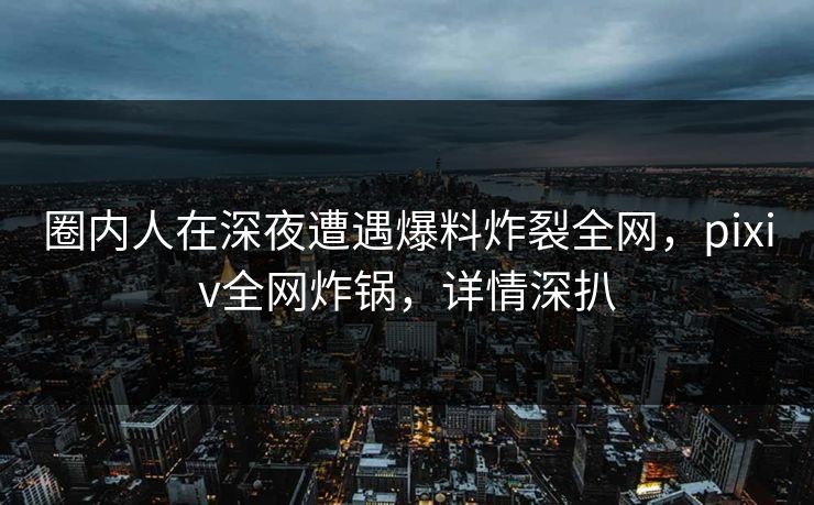 圈内人在深夜遭遇爆料炸裂全网，pixiv全网炸锅，详情深扒