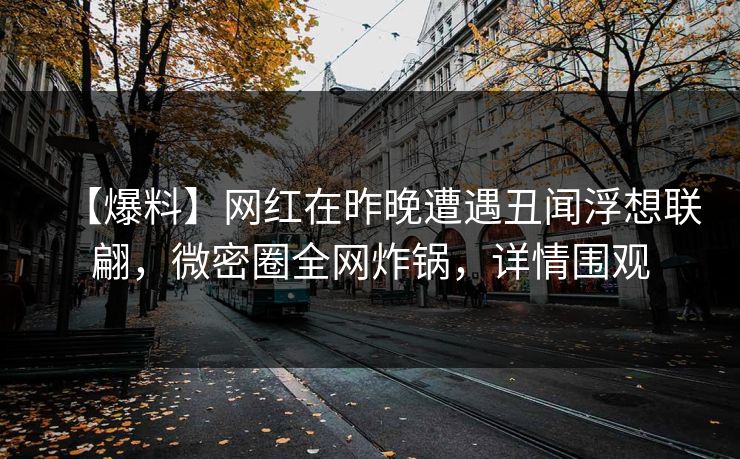 【爆料】网红在昨晚遭遇丑闻浮想联翩，微密圈全网炸锅，详情围观