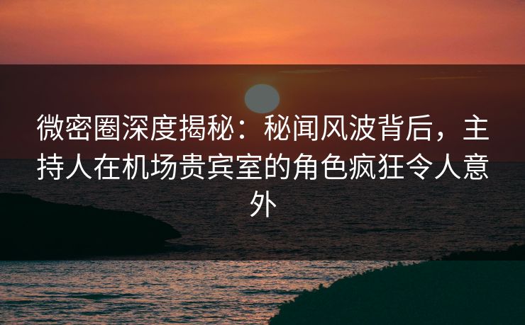 微密圈深度揭秘：秘闻风波背后，主持人在机场贵宾室的角色疯狂令人意外